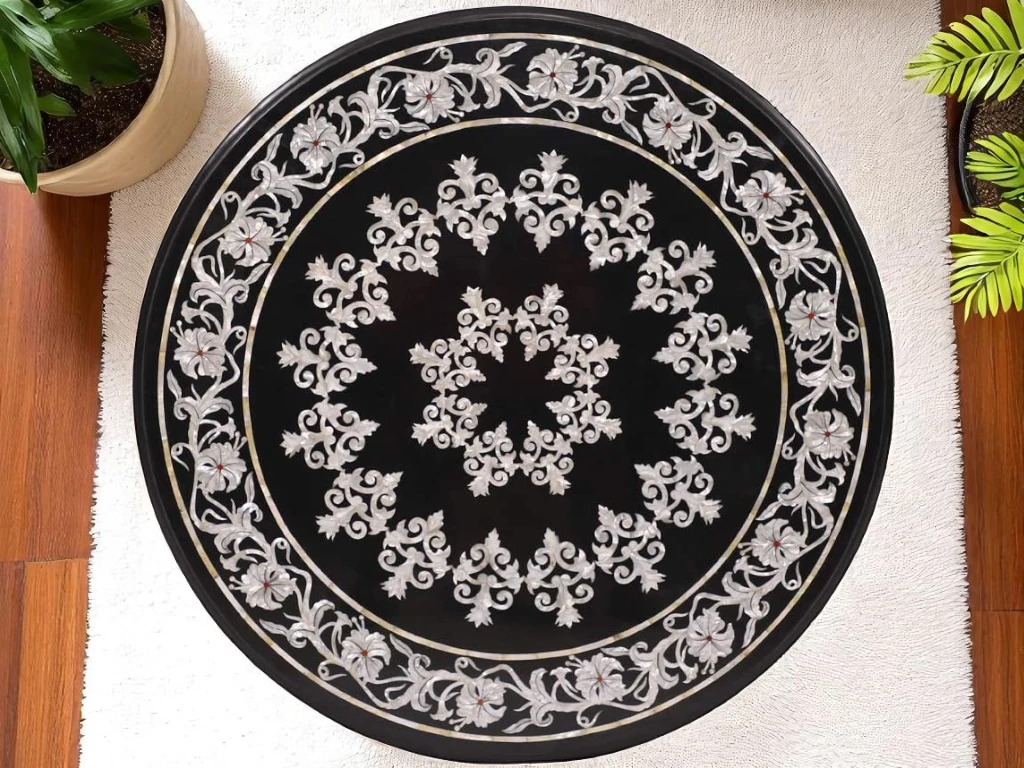Round Coffee Inlay Table : Semi Precious Stone 